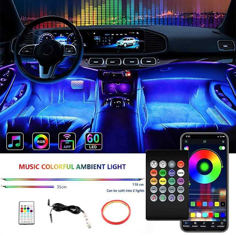 Decorative Lights Neon Lighting Ambient Light Acrylic Strip light Car Led Light Interior Atmosphere Lights Decoration Lamp For Car 258 Colors T240509