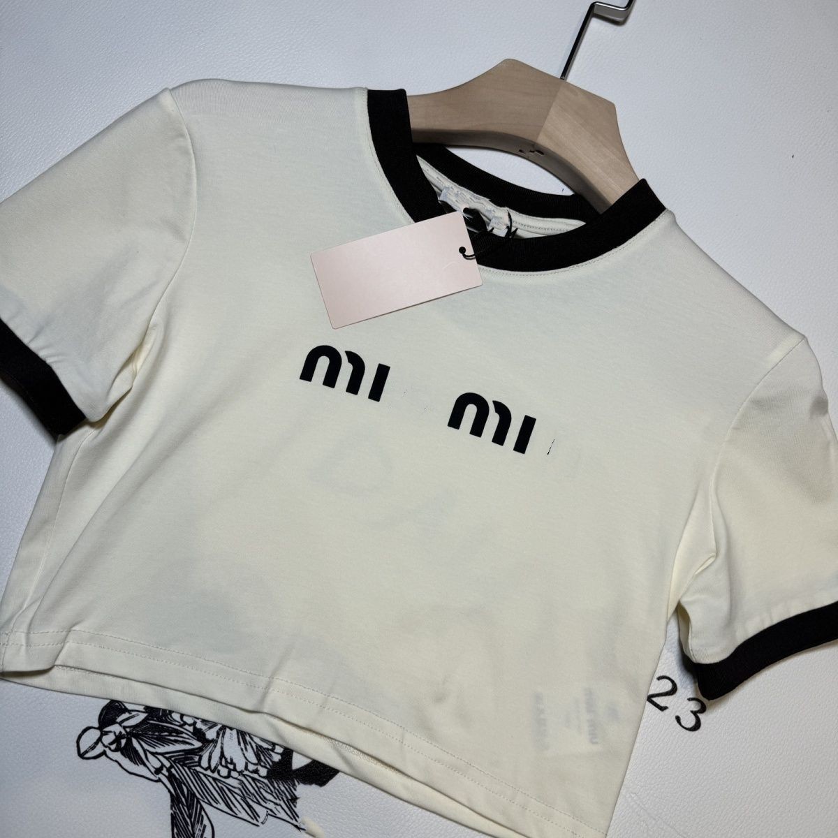 New design women color block cotton fabric logo print summer short sleeve crop top t-shirts SML