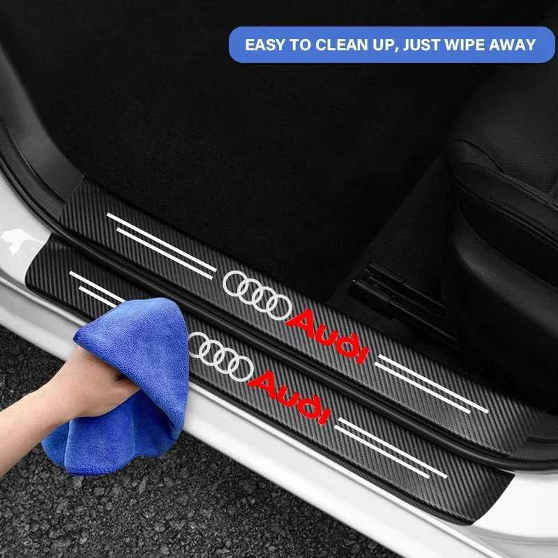 Car Stickers Car Styling Threshold Strip Carbon Fiber Sticker Door Sill Protector Accessories For Audi A3 A4 B8 8P A6 C7 A5 Q5 B7 B6 A7 Q3 T240513
