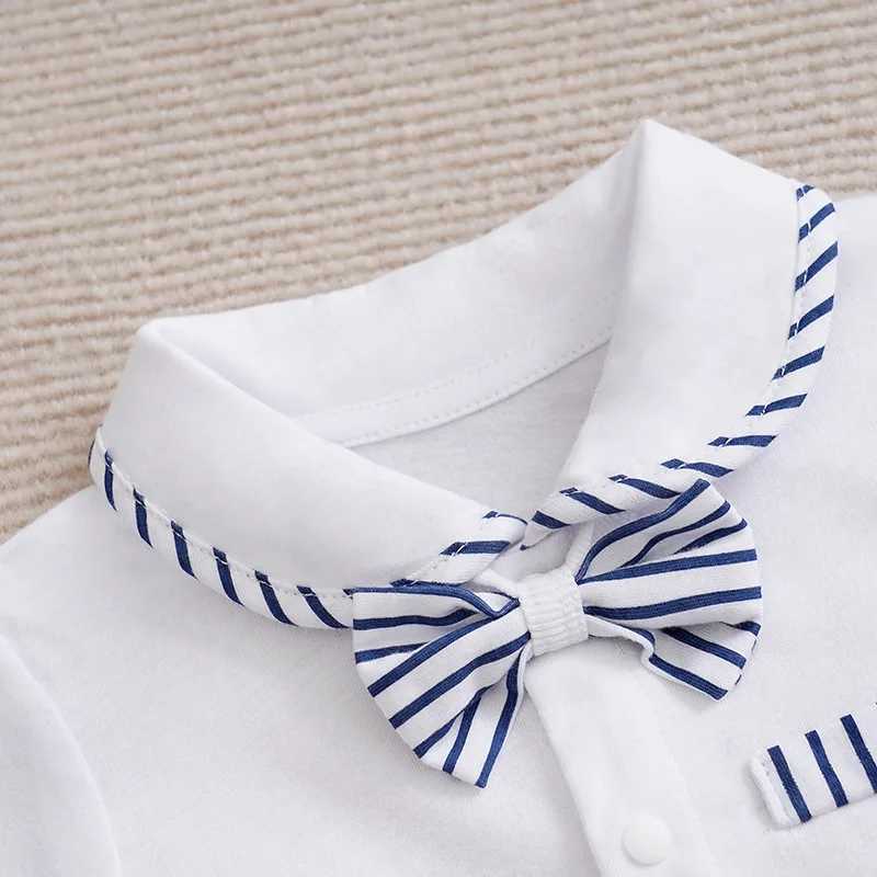 Clothing Sets Newborn Baby Boys Set Casual Fashion Vertical Gentleman Bow Comfortable Cotton White Short Sleeve Set Summer Baby Two Piece Set