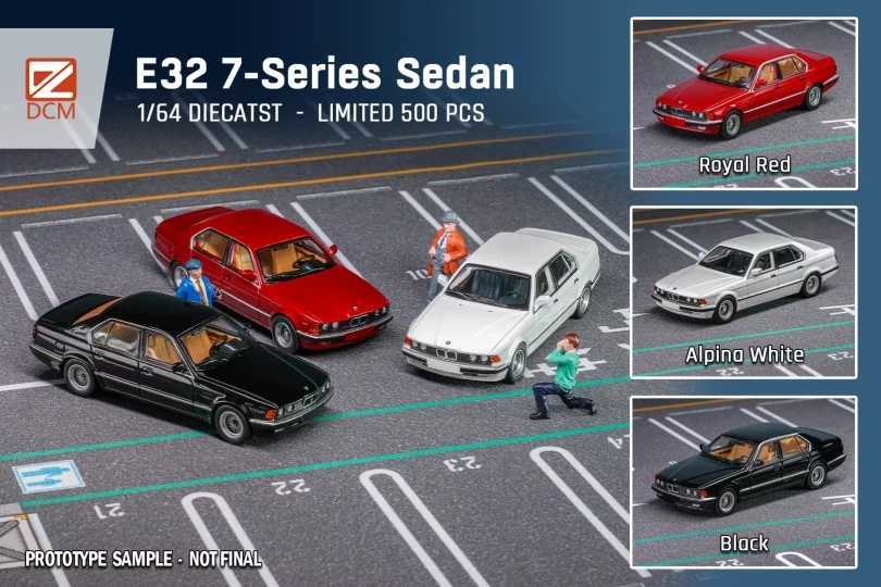 Diecast Model Cars DCM 1/64 E32 E34 E38 Sedan 5 Series 7 Series Blue White Red Alloy Car Model T240513
