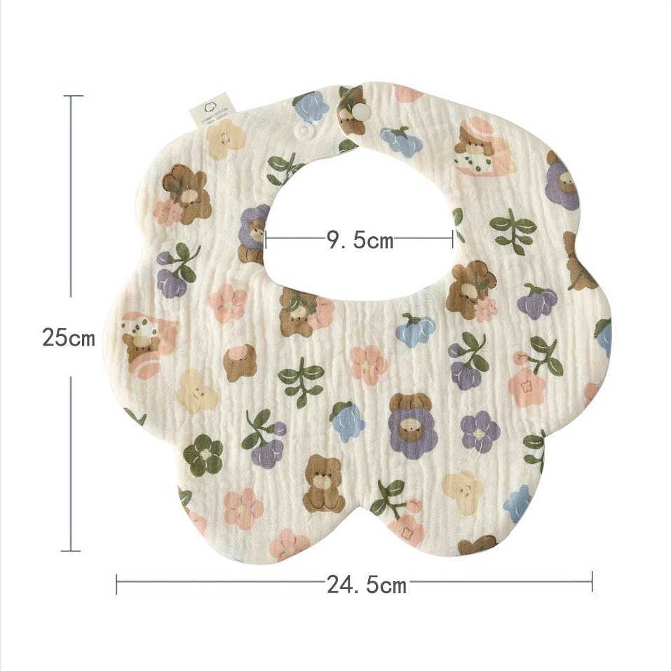 Bibs Burp Cloths Korean Style Cotton Gauze Baby Feeding Bibs Summer Soft Petal Infants Print Saliva Towel Newborn Toddler Burp Cloth Kids Bib NewL4812