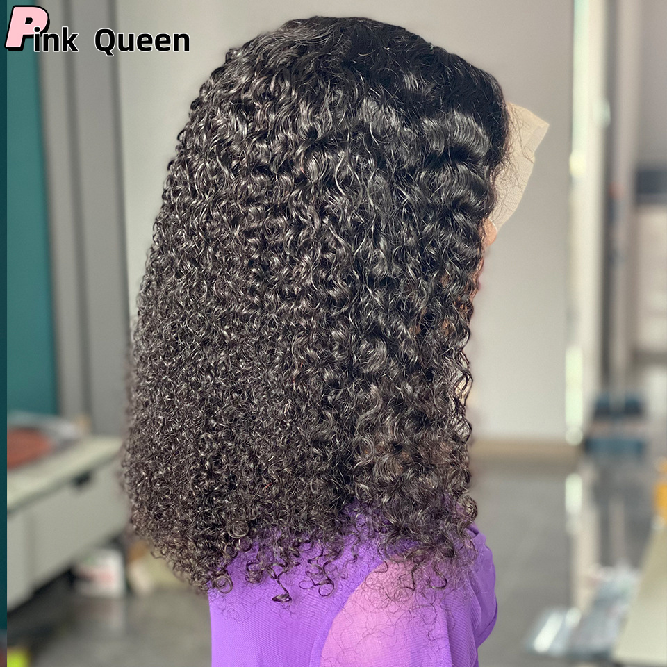 Afro Curly Edges Wig 4C Kinky Edges Baby Hair Lace Wigs 200% 13x4 HD Lace Frontal Wig Remy Kinky Curly Simualation Human Hair Wigs for Women