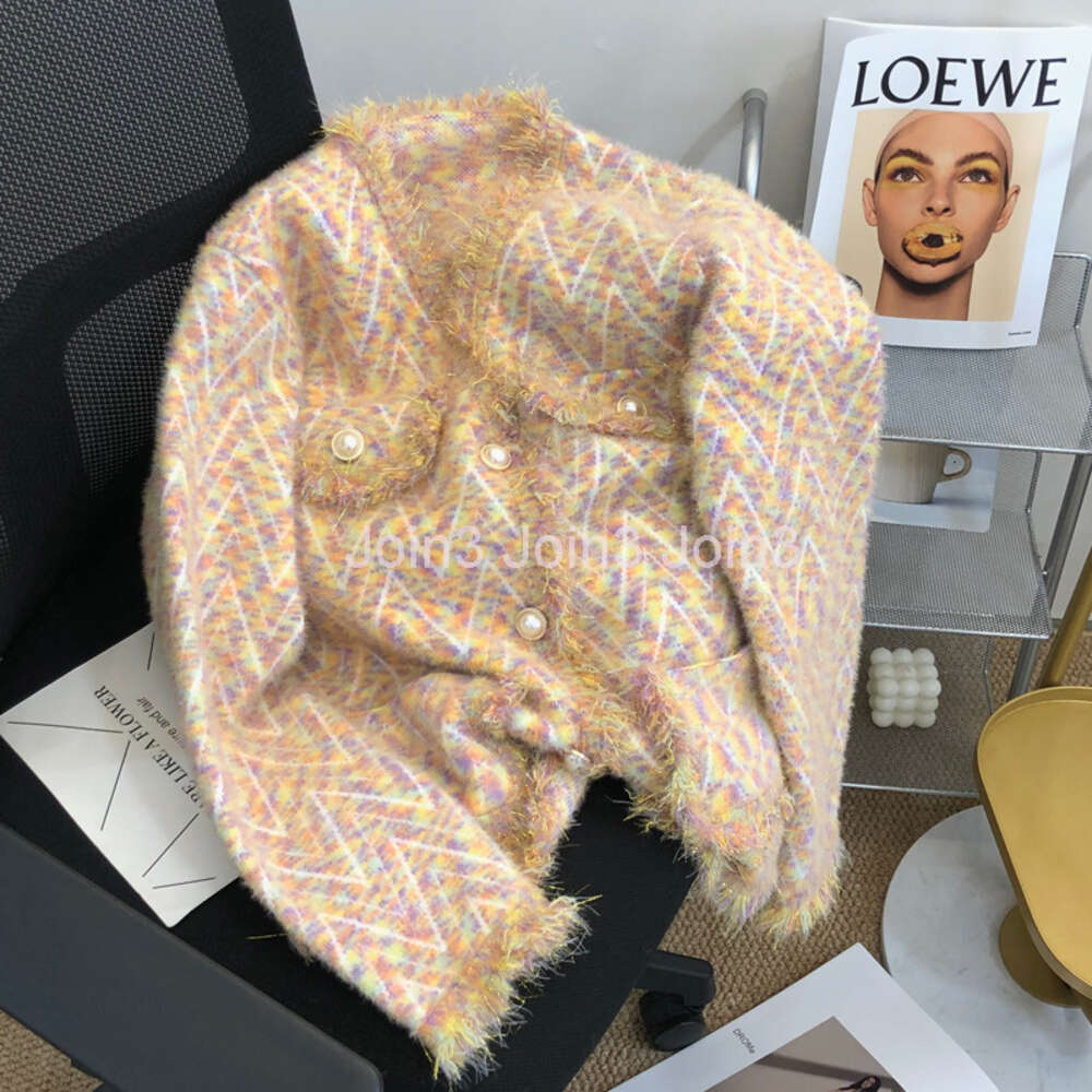 Womens v-neck colorful knitted mohair wool single breasted sweater tassel cardigan coat