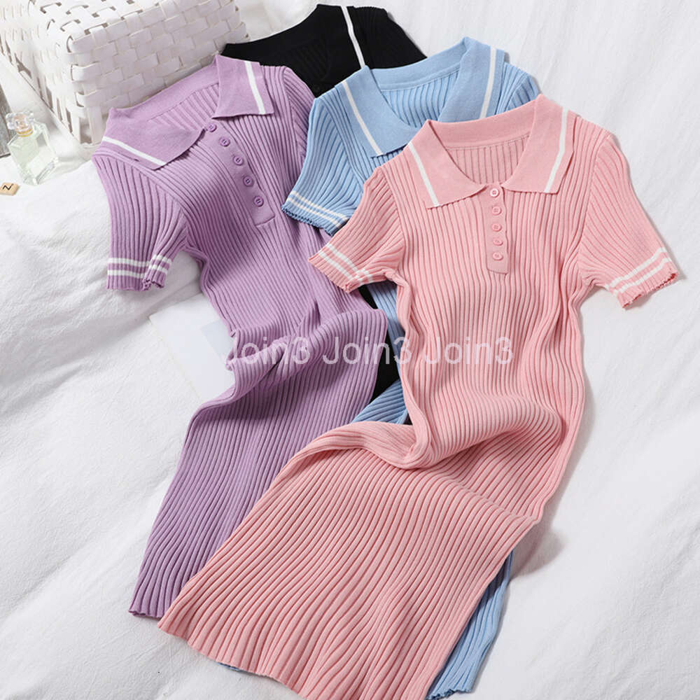 Womens casual dresses turn down collar color block short sleve bodycon tunic knitted short dress sexy vestidos