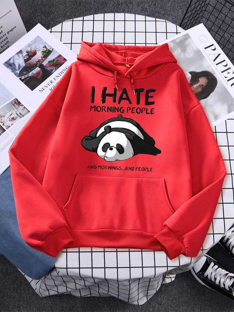 Men's Hoodies Sweatshirts Lazy Panda I Hate Morning People Prints Hoody Woman Casual Hoodies Plus Size Sweatshirt Harajuku Girl Autumn Warm Sudad