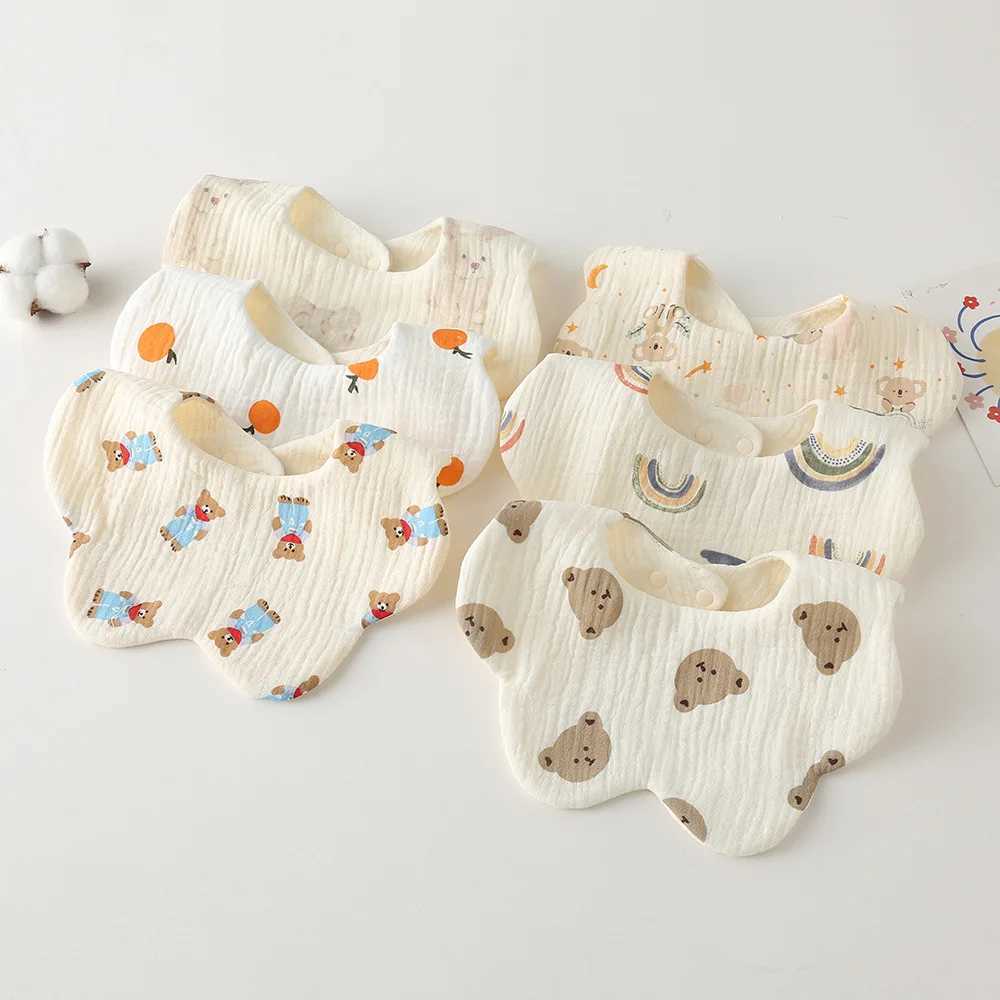 Bibs Burp Cloths Korean Style Cotton Gauze Baby Feeding Bibs Summer Soft Petal Infants Print Saliva Towel Newborn Toddler Burp Cloth Kids Bib NewL4812