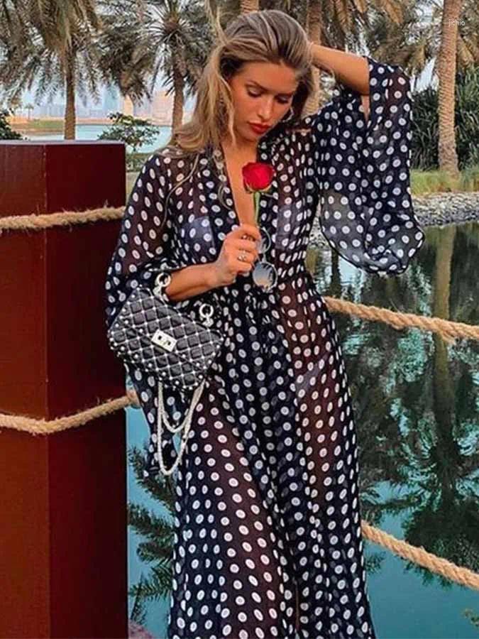 Polka Dot Printed V-Neck One Piece Swimsuit And Cover Up Women Fashion Swimwear Beach Outfits Luxury Bathing Suit Beachwear 2024