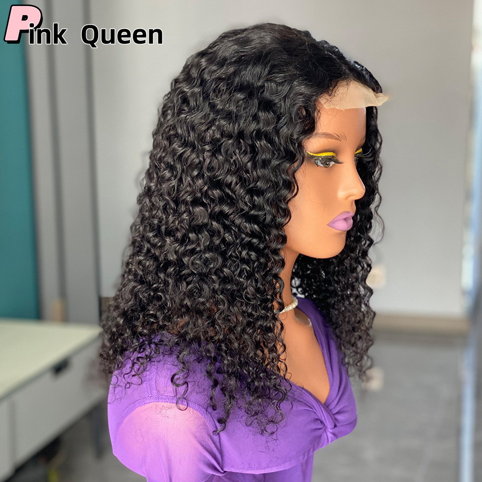 16 Inch Curly Lace Front Human Hair Wigs For Black Women Pre Plucked Brazilian 4x4 Deep Wave Frontal Wig Synthetic Black Hd Lace Wig
