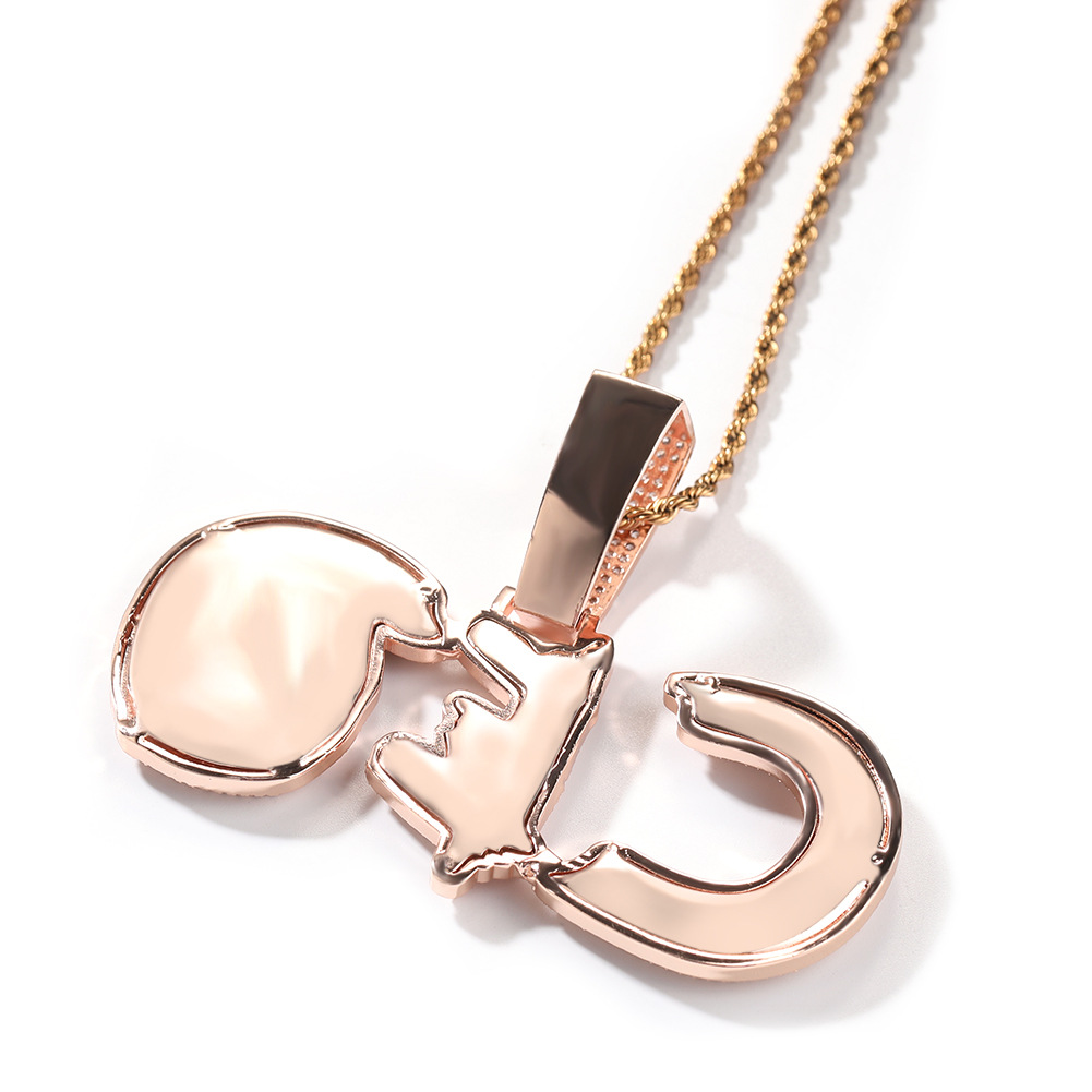 Custom Vintage Tilted Burr Letters A-Z Name Pendant Necklaces 5A Zircon Real Gold Plated Full Zircons Jewelry