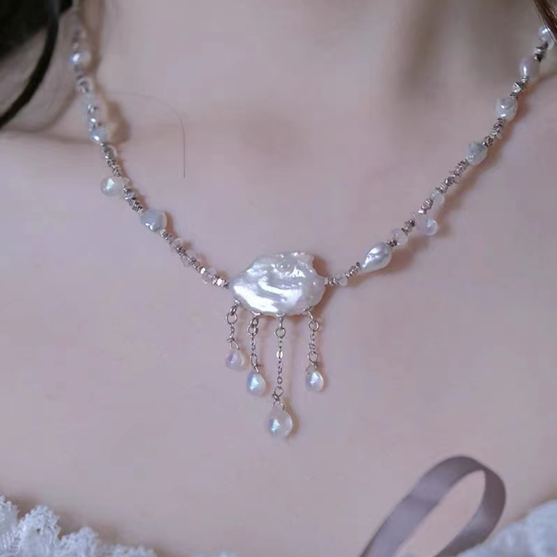 new Design Pearl Geometric Irregular Chain Necklace Fashionable Temperament Clavicle Chain Simple Necklace