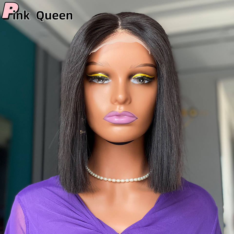 DD Bone Straight Human Hair Lace Wigs Brazilian 180 Density Virgin Human Hair 10 Inch Bob 100% Chinese hair