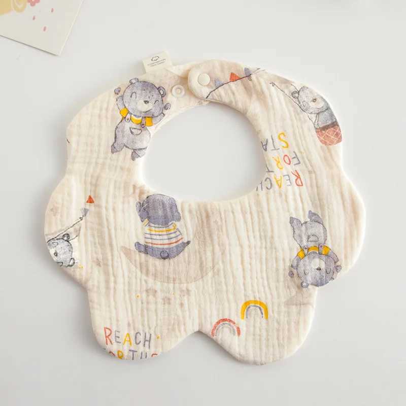 Bibs Burp Cloths Summer New Cotton Gauze Baby Bibs Soft Petal Infants Print Saliva Towel Newborn Toddler Burp Cloth Kid Feeding Bib Korean StyleL4812