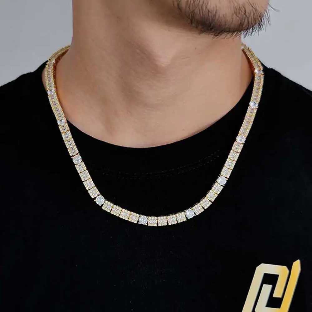 Tennis 6mm wide CZ cubic zirconia square sparkling tennis chain necklace as a Christmas gift for her/him mens diamond jewelry d240514