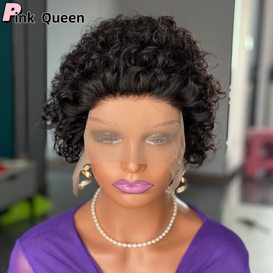 13X4 Human Hair Lace Front Wigs Curly Pixie Cut Lace Wig Braided Short Wigs hd transparent Full Lace Wig