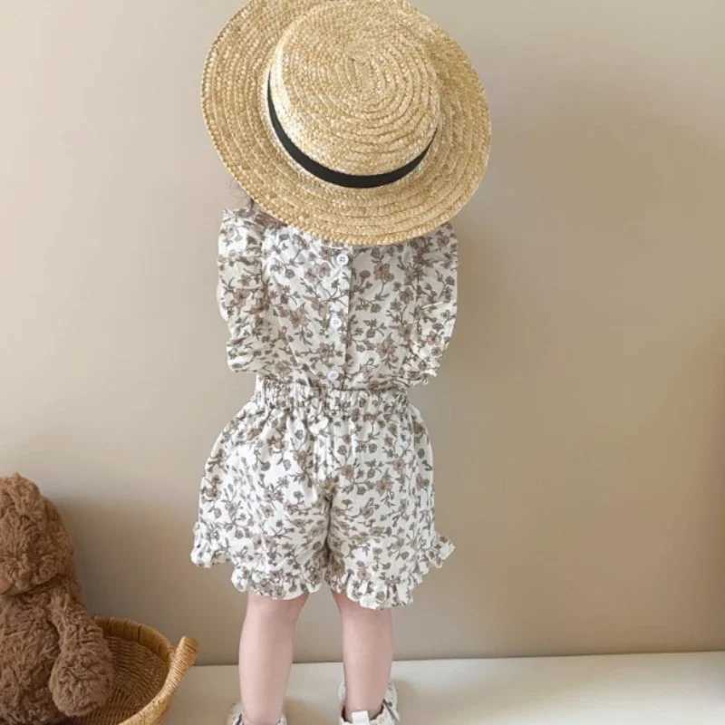 Clothing Sets Baby Girls Summer Clothing Set 2024 Printed Floral Shirts+shortskids Girl Birthday Princess 2pcs Suits Children Clothes