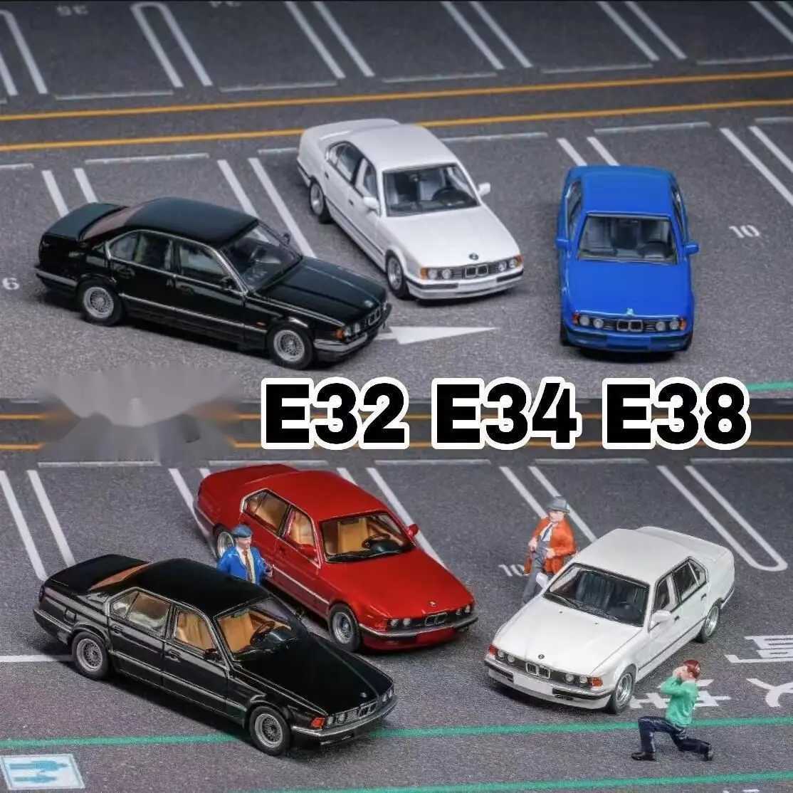 Diecast Model Cars DCM 1/64 E32 E34 E38 Sedan 5 Series 7 Series Blue White Red Alloy Car Model T240513
