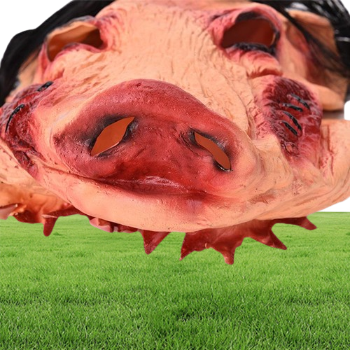 1PC Halloween Mask Scary Cosplay Costume Latex Holiday Supplies Novelty Halloween Mask Saw Pig Head Scary Masks With Hair9316424