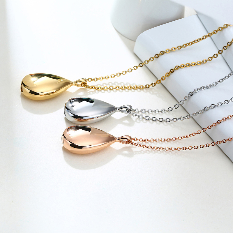 Openable Drop-shaped Urn Pendant Women's Bottle Pendant Stainless Steel Jewelry