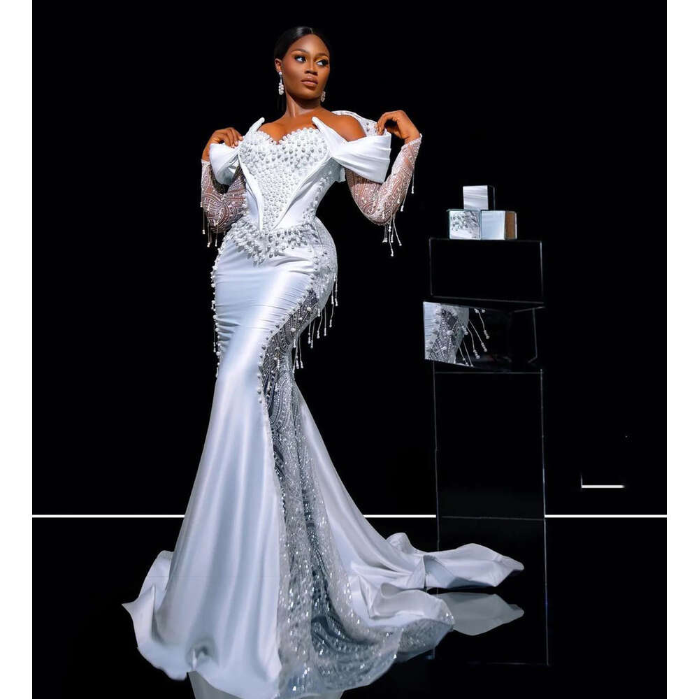 Designer Mermaid Wedding Dresses Pearls Beads Lace Sequins Tassels Satin Court Gown Bridal Custom Made Robe De Special