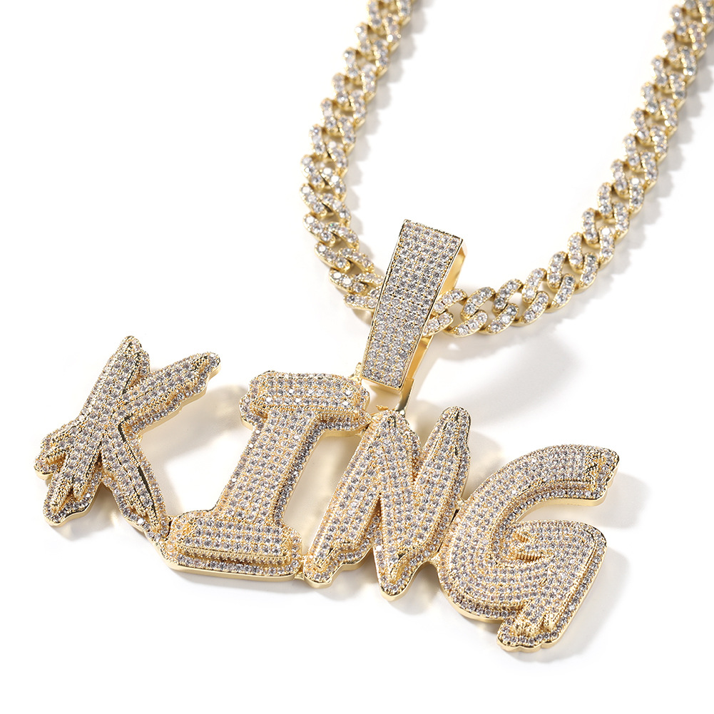 Hip Hop DIY A-Z Letters Custom Name Pendant Necklaces 5A Zircon Real Gold Plated