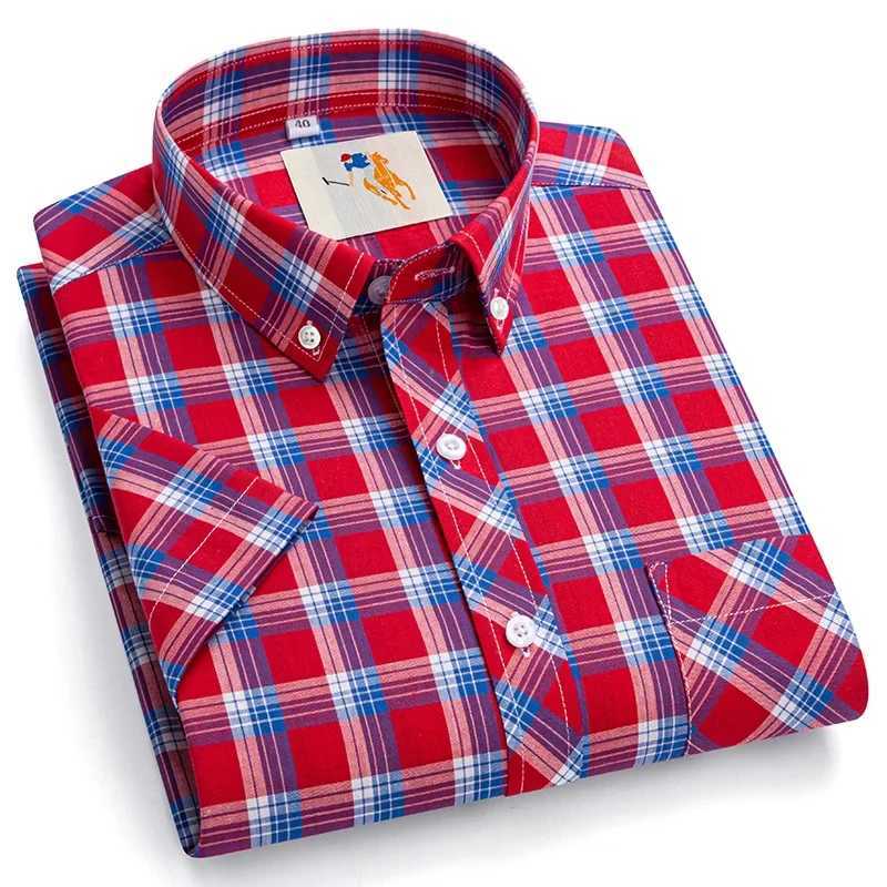 Men's Dress Shirts Short Slve Shirts For Men New Summer Cotton Plaid Multi Model Plus Size M-8XL Top Dress Shirts Casual Clothing Preppy Daily Y2