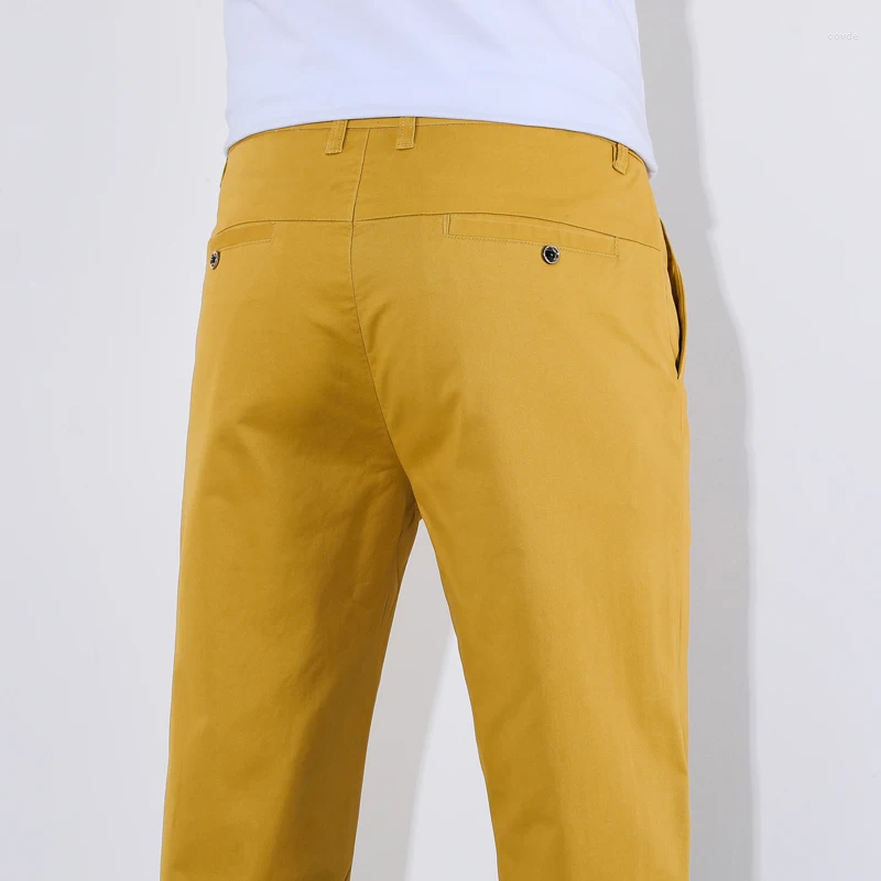 KUBRO Men's 9-Color Cotton Casual Pants Slim Straight Trousers | Elastic Waist Business Apparel For All Seasons