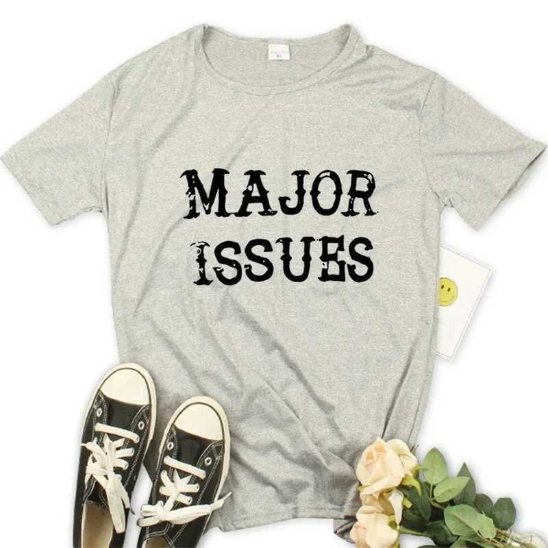 Women's T-Shirt Major Issues Letter Print Women T Shirt Short Slve Harajuku Graphic Tops Strwear Clothes Causal Female Clothes Fashion T Y240509