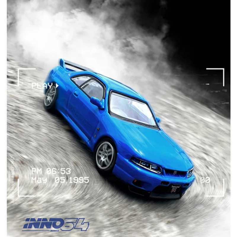 Diecast Model Cars INNO 1 64 SKYLINE GTR R33 LM LIMITED Blue alloy car model decoration T240513