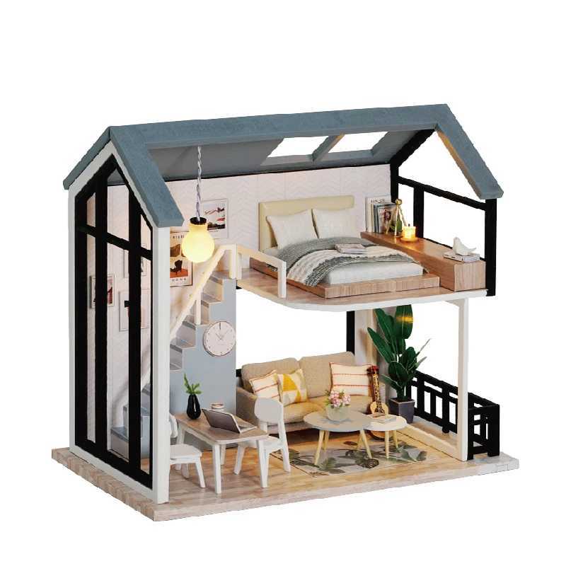Architecture/DIY House DIY Doll House Wooden Doll Houses Miniature Dollhouse With Furniture Kit LED Toys for children Birthday Christmas Gift QL003