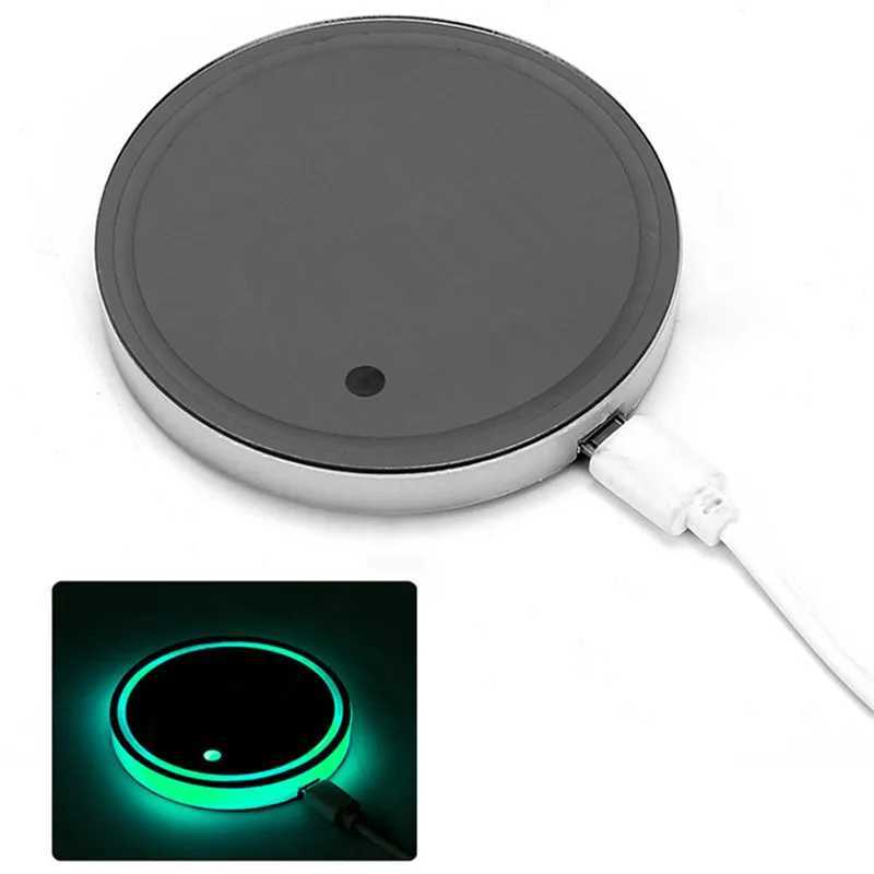 Car Stickers 7 Color LED Car Cup Holder Light Luminous Coaster Water Cup Pad For VW Volkswagen Polo Jetta Golf Beetle CC GTI MK4 golf Passat T240513