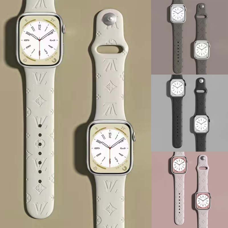 Designer Silicone Apple Watch Band 38 40 41 42 44 45 49 mm L Flower Watchs Strap Wristband For Iwatch 10 9 8 7 6 5 SE Luxury Fashion Watchbands