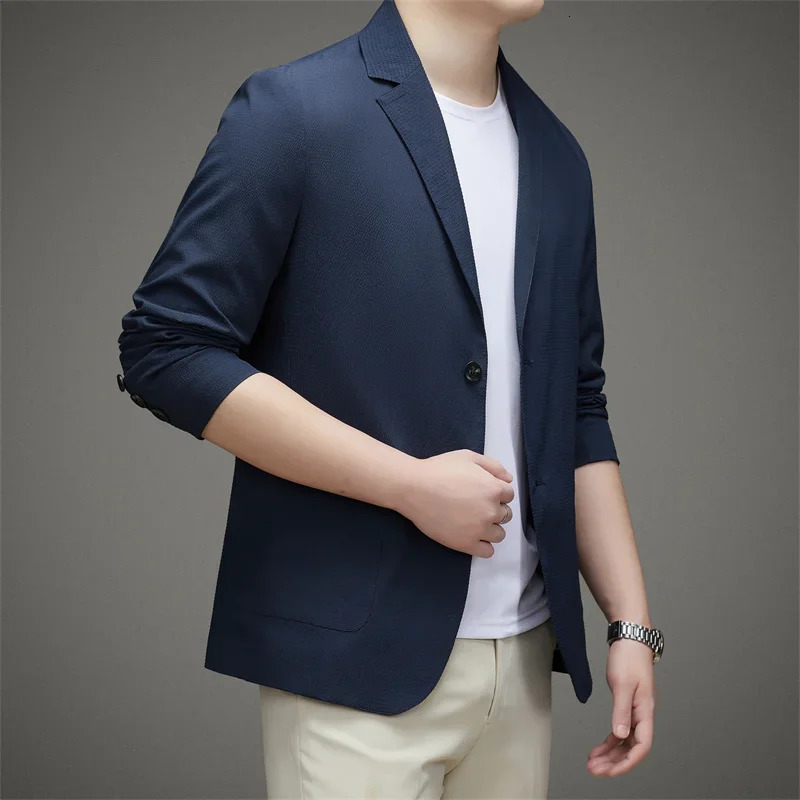 Mens suit jacket summer trend single piece middleaged and young casual temperament slim fit sun protection thin 240430