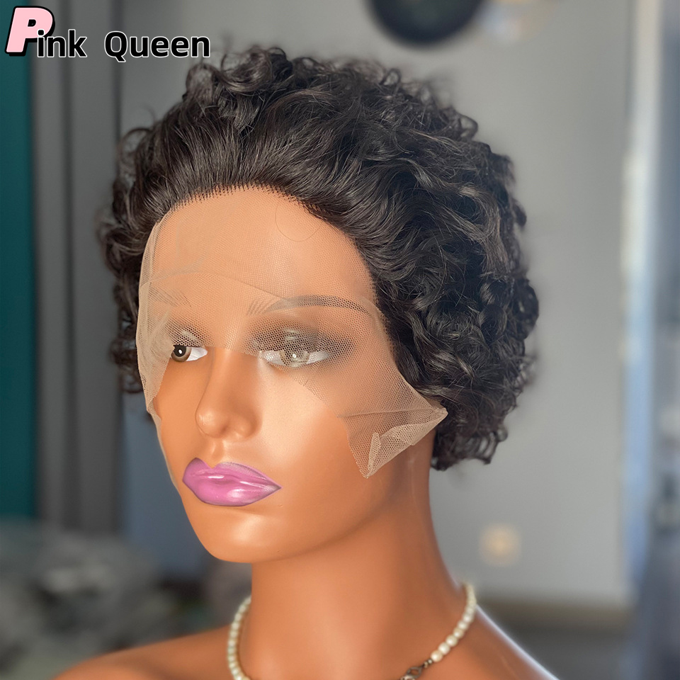 13X4 Human Hair Lace Front Wigs Curly Pixie Cut Lace Wig Braided Short Wigs hd transparent Full Lace Wig