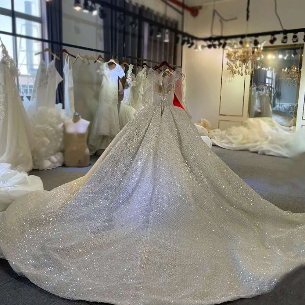 Ball Wedding Sweetheart Long Sleeves Pearls Sequined Chapel Gown Over-skirts Dress Custom Made Robe De special