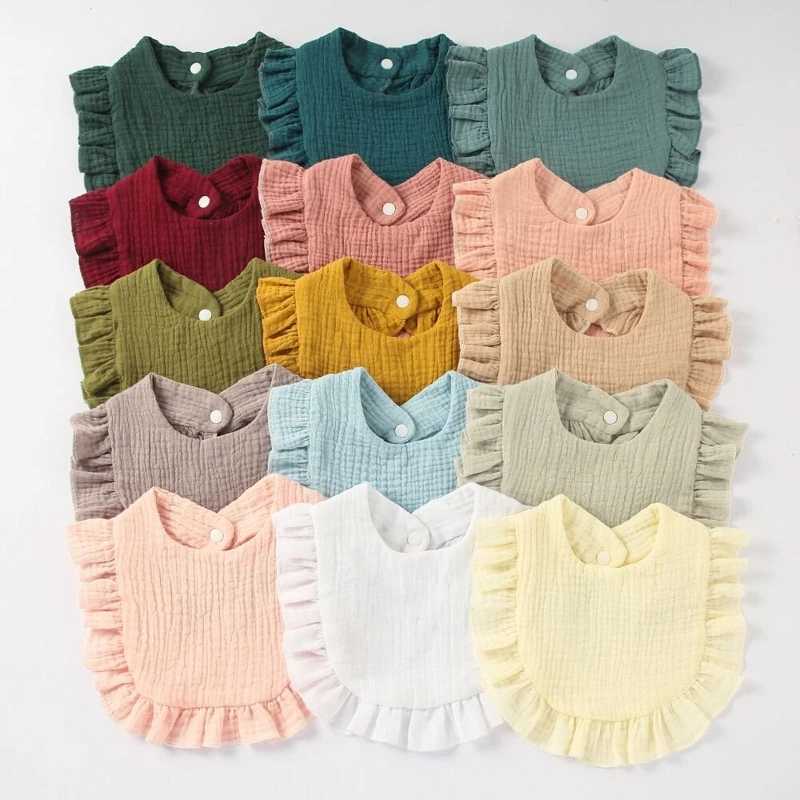 Bibs Burp Cloths 2023 New Baby Feeding Drool Bib Ruffle Floral Infants Lace Saliva Towel Soft Cotton Burp Cloth For Newborn Toddler Kids BibsL4812