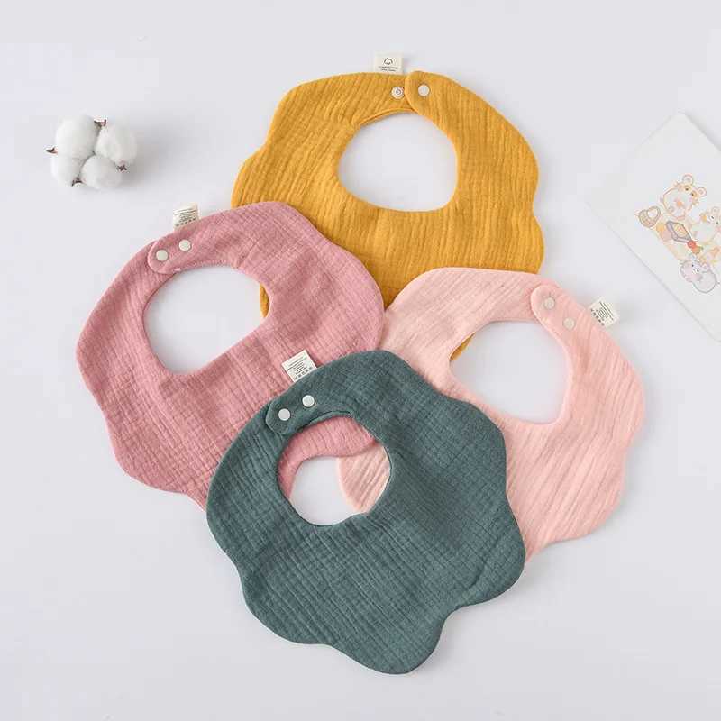 Bibs Burp Cloths New Baby Petal Feeding Drool Bib Solid Color Infants Saliva Towel Soft Cotton Gauze Burp Cloth For Newborn Toddler Kids BibsL4812