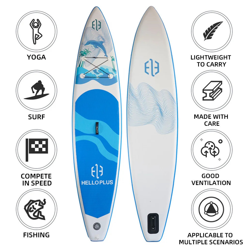 Inflatable Stand Up Paddle Board 35m PVC Surfboard for Adults Stable Versatile and Portable Surfing Racing Fishing 240509