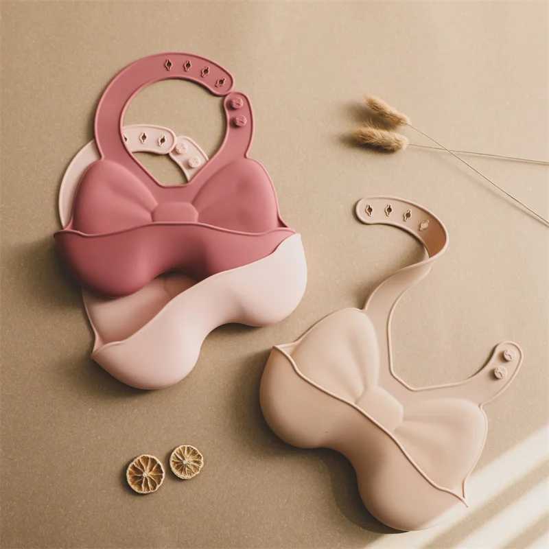 Bibs Burp Cloths Baby Waterproof Bibs Toddler Silicone Bibs Cute Bowknot Aprons Kids Bib Girl Boy Adjustable Soft Silicone Bib Baby FeedingL4812