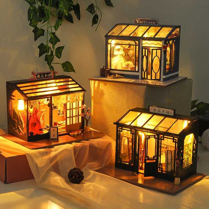 Architecture/DIY House Toys For Children New Doll House Casa Diy Miniature Dollhouse With Dust Cover Furniture Birthday Gift TD27 2829