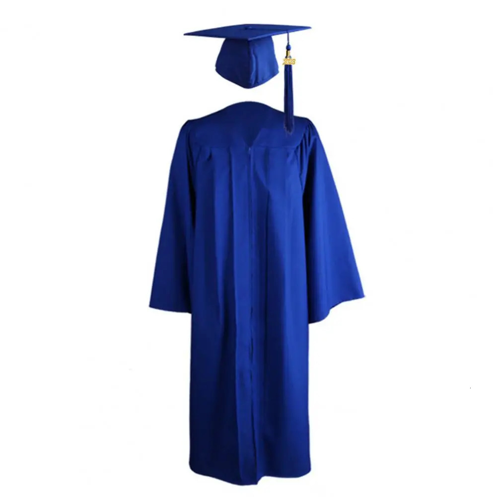 Graduation Gown Tassel Hat Zipper V Neck Loose Solid Color High School Bachelor Academic Dress Student Graduation Costume 240513