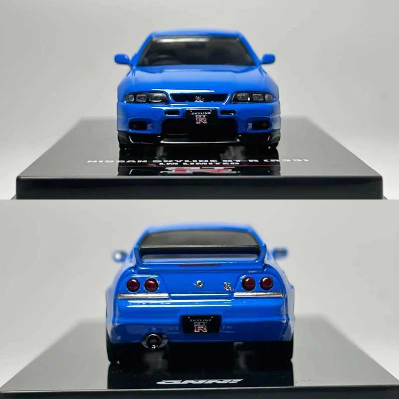 Diecast Model Cars INNO 1 64 SKYLINE GTR R33 LM LIMITED Blue alloy car model decoration T240513