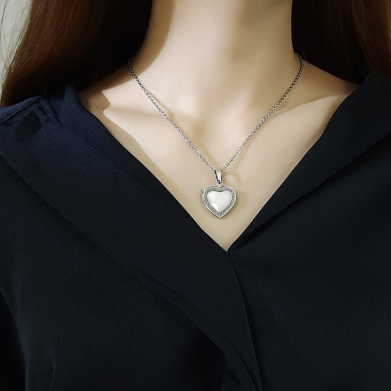 Openable Lover Heart Photo Pendant Stainless Steel Jewelry Can Put Decorations Classic Jewelry