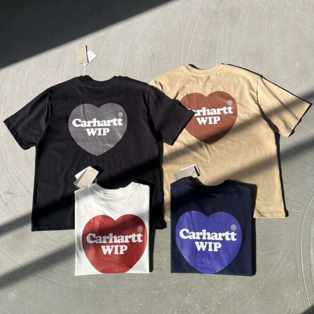 0zir Designer Fashion Short Sleeved t Shirts Tooling Carhartte Men's Wip Valentines Day Love Summer Casual Couple Loose Round Neck