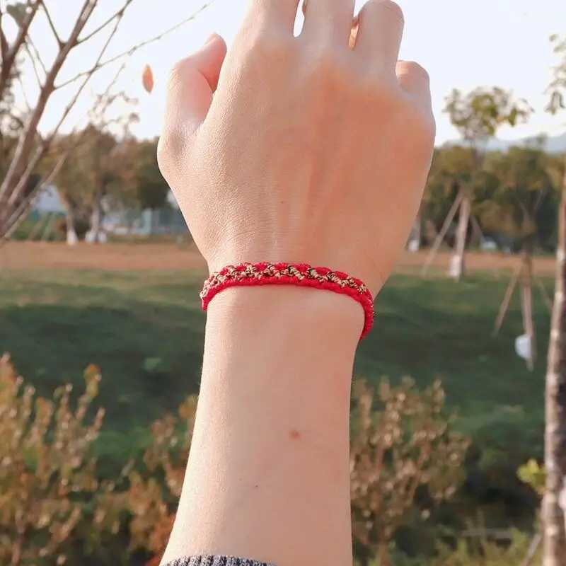 Charm Bracelets Noter Handmade Braided Lucky Red Thread Bracelet Adjustable Ethnic Braslet Men Women Friendship Braclet Yoga Meditation Brazalet Y2405