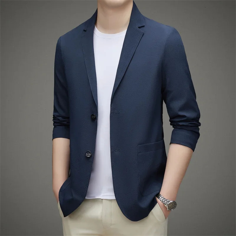 Mens suit jacket summer trend single piece middleaged and young casual temperament slim fit sun protection thin 240430