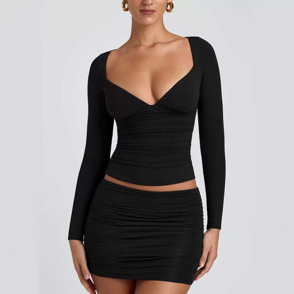 new Straight Y2K summer women's collar long sleeved T-shirt design with a light and mature style slim fit spicy girl top F51429 ddmySept nd mture