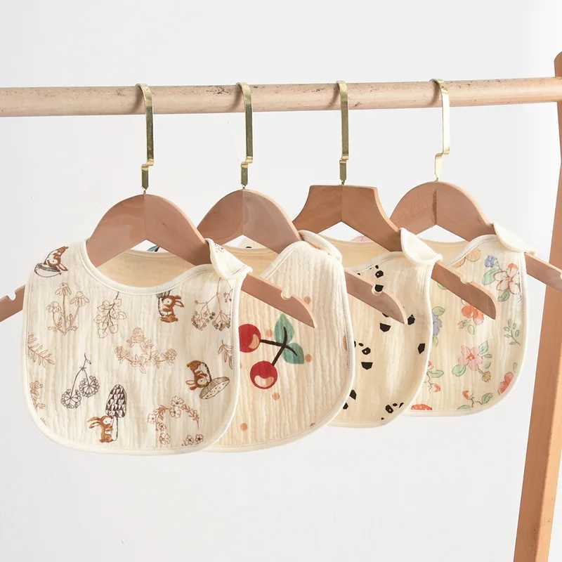 Bibs Burp Cloths New 6 Layers Cotton Gauze Baby Bibs U-shaped Print Saliva Towel Newborn Burp Cloths Bandana Scarf for Boy Girl Feeding Drool BibL4812