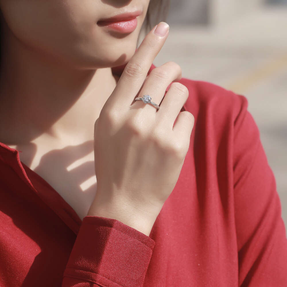 moissanite dia passed GRA Dia test sier gold engagement six claw mosanite women's ring gift with box and certificate