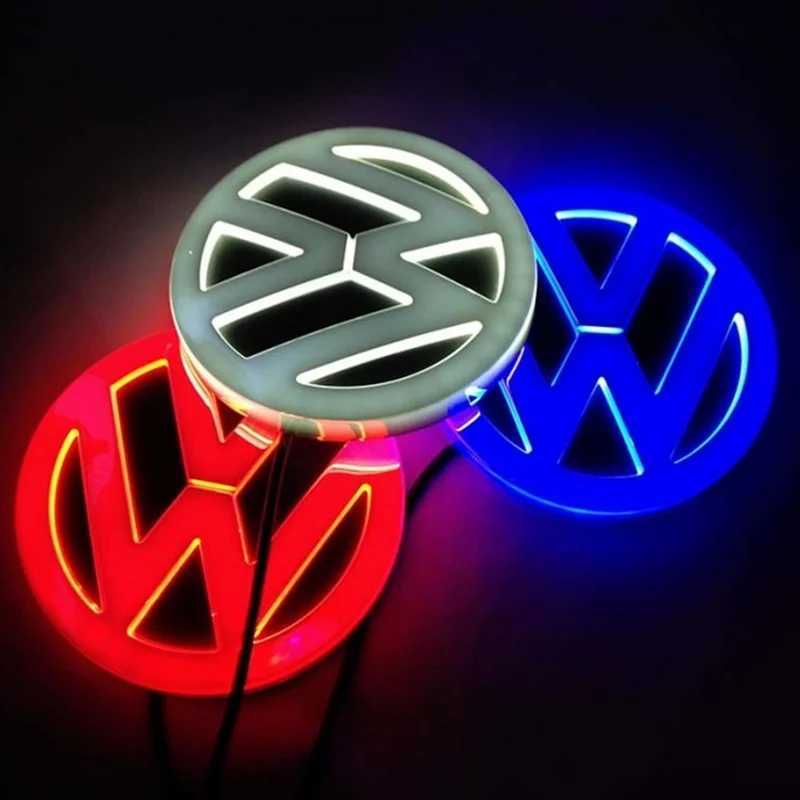 Car Stickers 11cm LED Car Front Rear Emblem Badge Sticker For VW Polo Golf Jetta Beetle CC Tiguan Touran Passat MK7 MK5 B5 B6 Accessories T240513